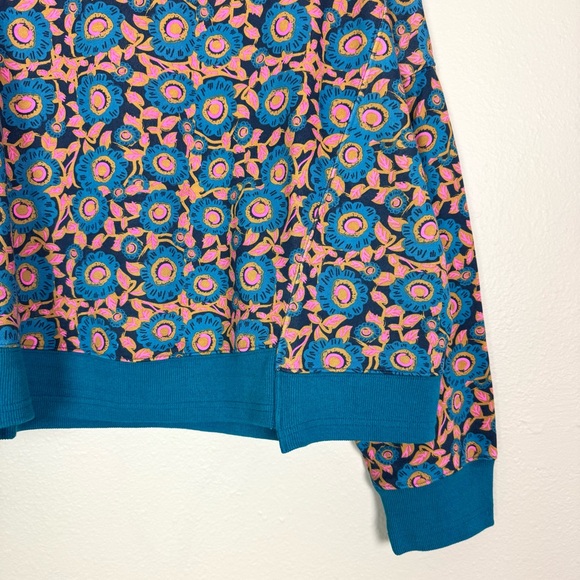NEW Natural Life Selah Printed Sweatshirt Teal Floral Boxy Oversized Large - Picture 6 of 9